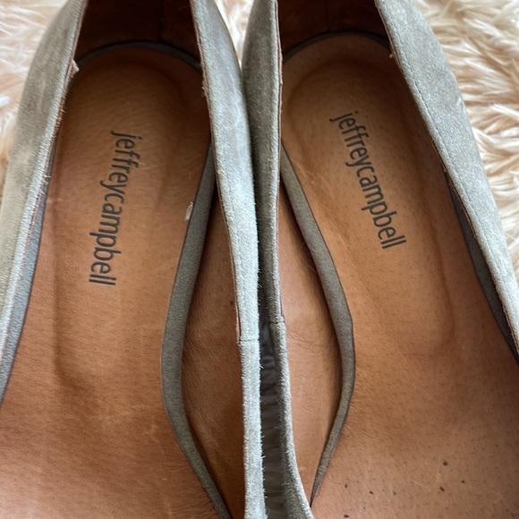 JEFFREY CAMPBELL Bitsie Grey Suede Retro Round Toe Wooden Block Heels | Size 6.5 - Picture 4 of 8